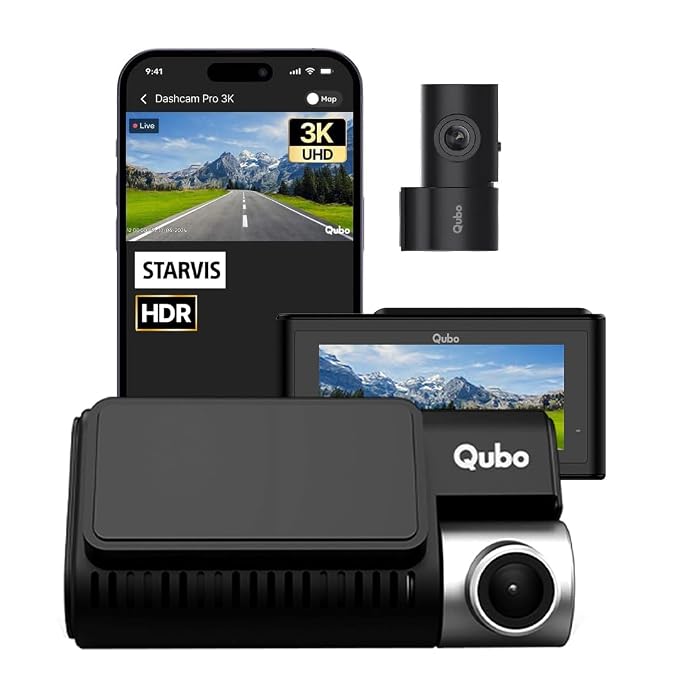 QUBO Smart Dashcam Pro 3K Front & Rear (3K-HCASV021)