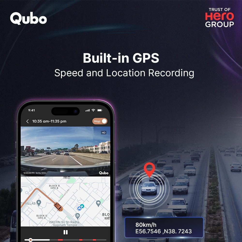 QUBO Smart Dashcam Pro 3K Front & Rear (3K-HCASV021)