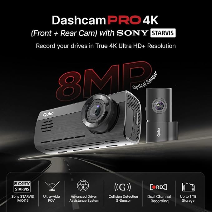 QUBO Dashcam Pro 4K Full Kit – Black (HCASV001)