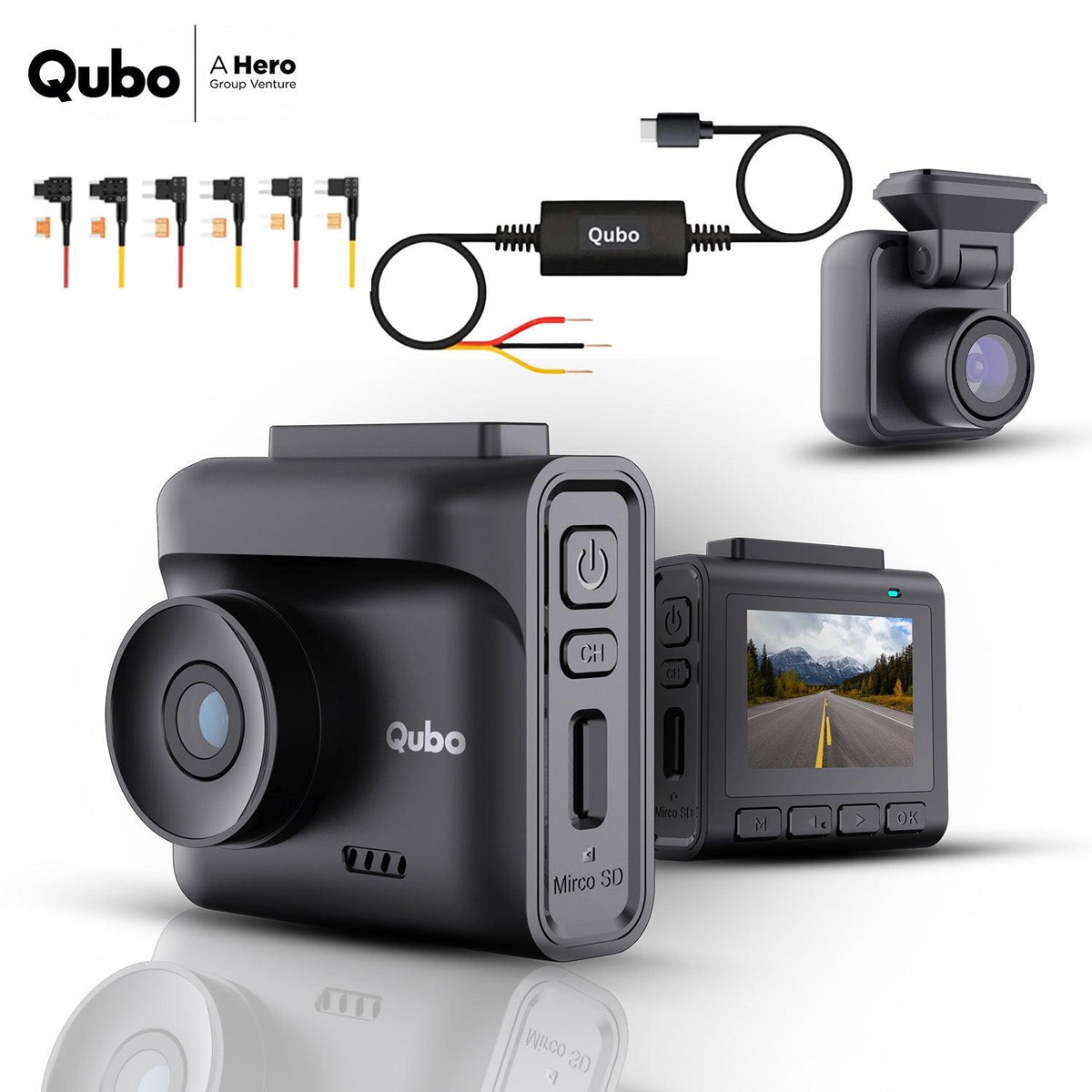 QUBO Smart Dashcam Pro 2.7K Front & Rear (27-HCASV011)